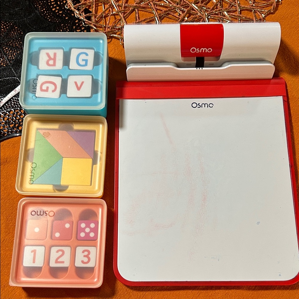 Osmo ipad kit including dry erase and tiles. Multiple sets combined.